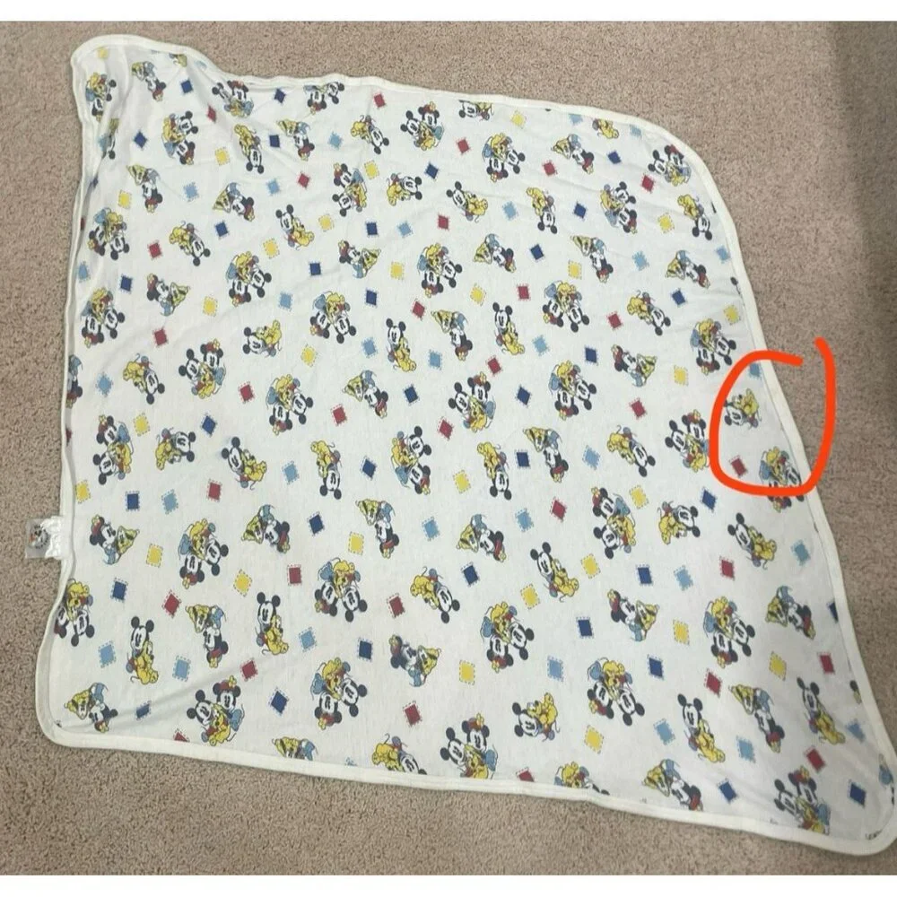 Vintage Baby Mickey &‎ Co Blanket and hooded bath Towel VTG Walt Disney Mouse